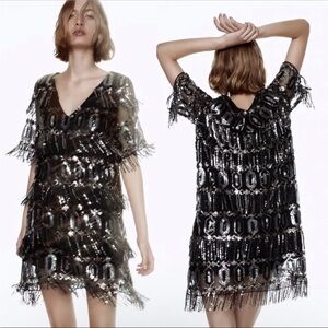 Zara sequin dry with fringe